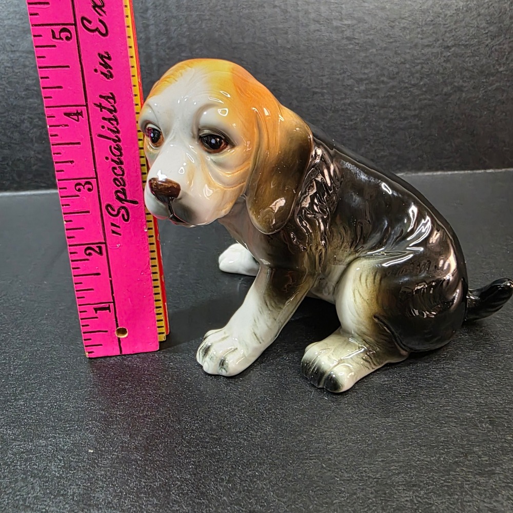 Beagle Puppy Figurine Dog Statue Small Tricolor Glossy Ceramic Pet Decor - Picture 7 of 9